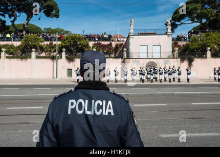 Polizei, Einsatz der Nationalgarde zu Rede des portugiesischen Präsidenten Marcelo Rebelo de Sousa, Guarda Nacional Republicana Stockfoto