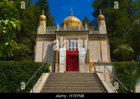 Linderhof, maurischen Kiosk, orientalische Gebäude, Schloss Linderhof, Schloss Linderhof, Schloss Linderhof, Oberbayern, Bayern, Deutschland, Europa. Stockfoto