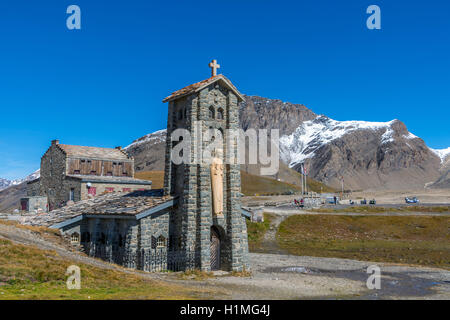 Kapelle an der Spitze der den Col de L'Iseran, Savoie, Frankreich, Chapelle Notre-Dame-de-Toute-Vorsicht Stockfoto