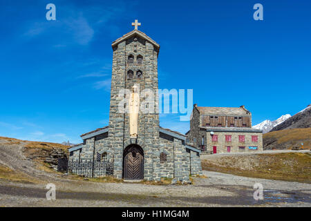 Kapelle an der Spitze der den Col de L'Iseran, Savoie, Frankreich, Chapelle Notre-Dame-de-Toute-Vorsicht Stockfoto