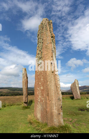 Isle of Arran, Schottland. Malerische Aussicht auf Machrie Moor Stein Kreis Gruppe 2. Stockfoto