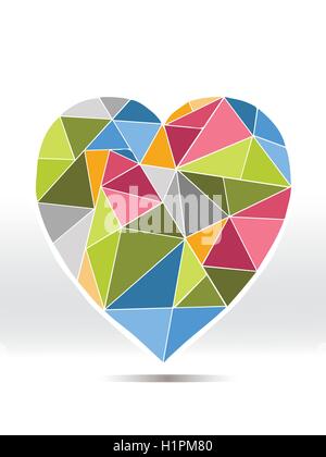 Bunte Diamantherz auf weißem Hintergrund Stock Vektor