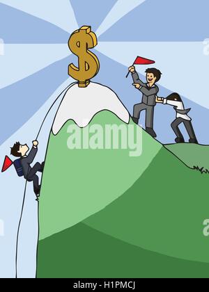 Wettbewerb der Geschäftsmann Dollar Bergbesteigung Stock Vektor