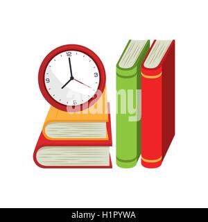 Cartoon Bücher und Uhrendesign Studie Stock Vektor