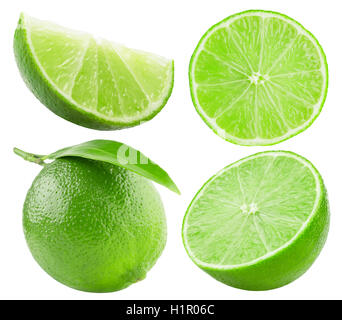 Auflistung der Limes auf dem weißen Hintergrund isoliert. Stockfoto