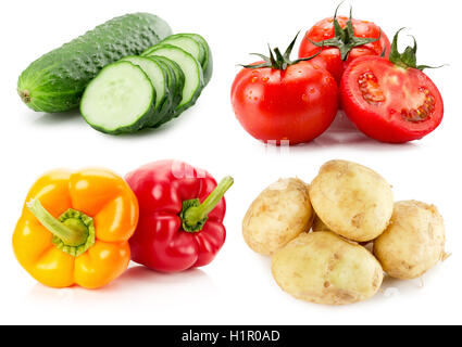 Sammlung von Gemüse auf dem weißen Hintergrund isoliert. Stockfoto