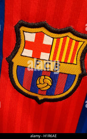 Das Logo des Fussballvereins "FC Barcelona", Berlin. Stockfoto