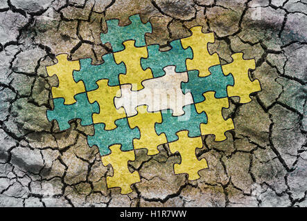 Konzeptionelle Darstellung - angeschlossenen Puzzle mit einem fehlenden Teil Stockfoto