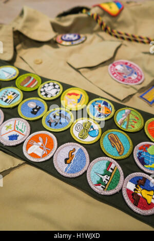 Merit Badge Schärpe, Pfadfinder von Amerika, USA Stockfoto