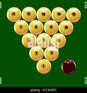 Satz von Kugeln zu spielen russisches Billard Abbildung Stock Vektor