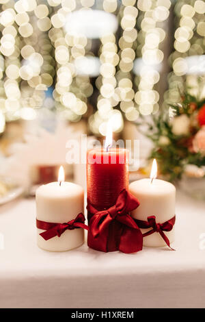 Drei brennenden Kerzen Stockfoto