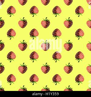Frische Erdbeeren Früchte nahtlose Muster Stock Vektor