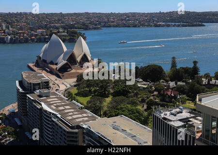 Luftaufnahme des Sydney Opera House und Bennelong Point Sydney New South Wales Australien Stockfoto