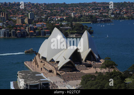 Luftaufnahme über dem Sydney Opera House Sydney CBD New South Wales Australia Stockfoto