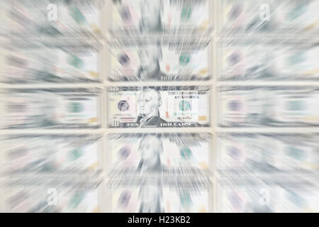 US-Dollarnoten, 10 Dollar Bill Stockfoto