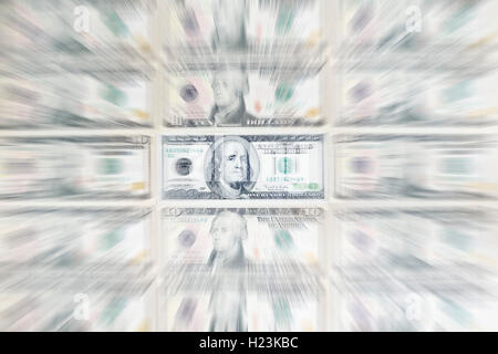 US-Dollarnoten, 100 Dollar Bill, zoom Effekt Stockfoto