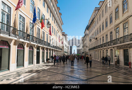 Straße nach Arco da Vitoria, Fußgängerzone, Lissabon, Portugal Stockfoto