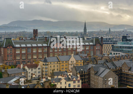 Edinburgh aus dem Castle Esplanade in Schottland, Großbritannien Stockfoto