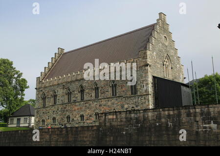 Historisches Gebäude Haakon ist Halle, Stadt von Bergen, Norwegen aus 13. Jahrhundert Stockfoto