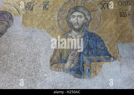 Mosaik mit der Darstellung des Christus Pantokrator. Als eines der schönsten Mosaiken der byzantinischen Kunst. 13. Jahrhunderts Stockfoto