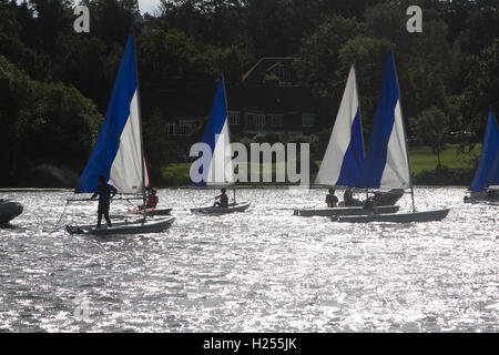 Wimbledon London, UK. 24. September 2016. Segeljollen auf Wimbledon Park an einem sonnigen Herbsttag Stockfoto