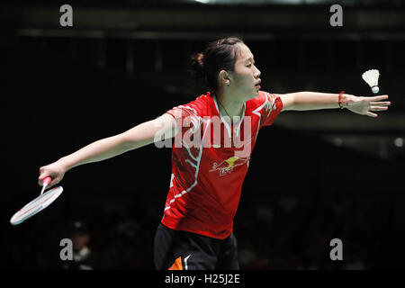 Tokyo Metropolitan Gymnasium, Tokio, Japan. 25. September 2016. Sun Yu (CHN), 25. September 2016 - Badminton: Yonex Open Japan 2016 Damen Einzel Finale am Tokyo Metropolitan Gymnasium, Tokio, Japan. © Yusuke Nakanishi/AFLO SPORT/Alamy Live-Nachrichten Stockfoto