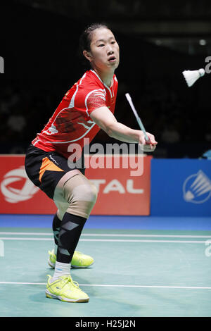 Tokyo Metropolitan Gymnasium, Tokio, Japan. 25. September 2016. Sun Yu (CHN), 25. September 2016 - Badminton: Yonex Open Japan 2016 Damen Einzel Finale am Tokyo Metropolitan Gymnasium, Tokio, Japan. © Yusuke Nakanishi/AFLO SPORT/Alamy Live-Nachrichten Stockfoto