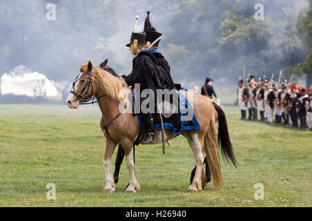 Napoleons Kavallerie an die Nachstellung für die Schlacht von Waterloo Stockfoto