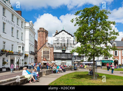 Royal Clarence Hotel, St. Martins Kirche und Mols Kaffee Haus Kathedrale Green Exeter Devon England UK GB EU Europa Stockfoto