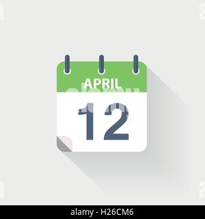 12. April Kalendersymbol auf grauem Hintergrund Stock Vektor