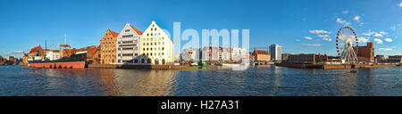 Blick auf die Mottlau Panorama von Danzig, Polen. Stockfoto