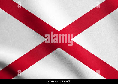 Alabamian offizielle Flagge, Symbol. Amerikanische patriotische Element. USA-Banner. Flagge der US-Bundesstaat Alabama wehenden Wind, Textur Stockfoto