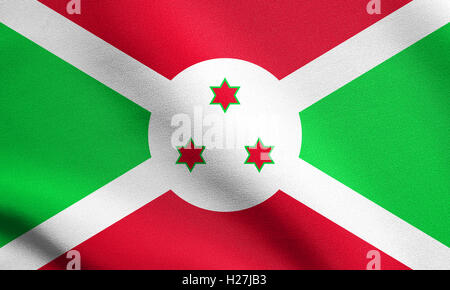 Burundischen offizielle Nationalflagge. Afrikanische patriotischen Symbol, Banner, Element, Hintergrund. Burundi, im Wind wehende Flagge Stockfoto