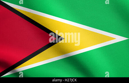 Guyana offizielle Nationalflagge. Patriotisches Symbol, Banner, Element, Hintergrund. Flagge von Guyana winken in den Wind, die detaillierte Stockfoto