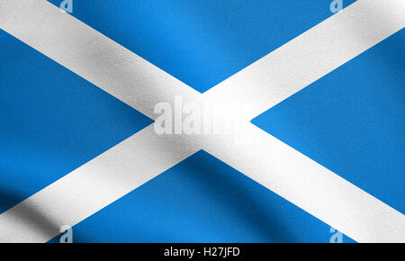 Schottische offizielle Nationalflagge. Patriotisches Symbol, Banner, Element, Hintergrund. Flagge von Schottland im Wind wehende Stockfoto