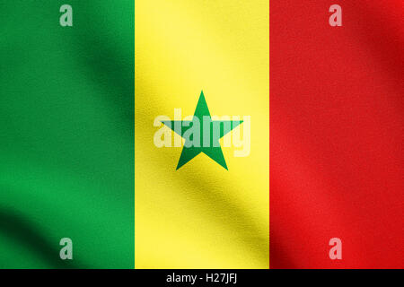 Senegalesische offizielle Nationalflagge. Afrikanische patriotischen Symbol, Banner, Element, Hintergrund. Flagge des Senegal im Wind wehende Stockfoto