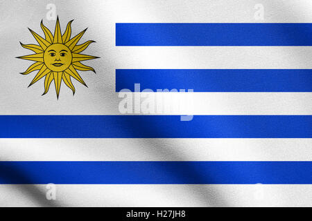 Uruguayische offizielle Nationalflagge. Patriotisches Symbol, Banner, Element, Hintergrund. Uruguay im Wind wehende Flagge Stockfoto