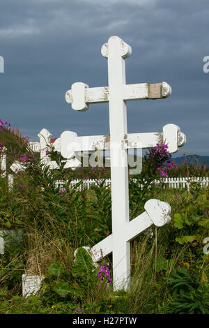 Alaska, Aleuten-Insel Unalaska, Dutch Harbor. (53-54-15 N 166-31-68 W) Heiligen Himmelfahrt Kathedrale, Russisch-orthodoxe Kirche. Stockfoto