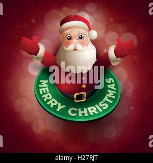 Glücklich Weihnachtsmann geben eine große Umarmung. Weihnachten-Vektor-Illustration. Elemente werden separat in Vektordatei geschichtet. Stock Vektor
