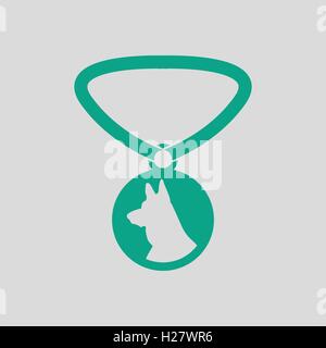 Hund-Medaille-Symbol. Grauer Hintergrund mit grün. Vektor-Illustration. Stock Vektor