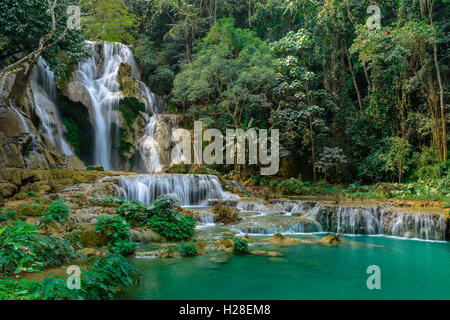 Kuang Si Wasserfall in Luang Prabang, Laos. Stockfoto