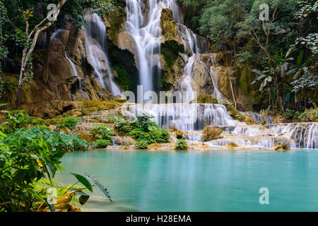 Kuang Si Wasserfall in Luang Prabang, Laos. Stockfoto