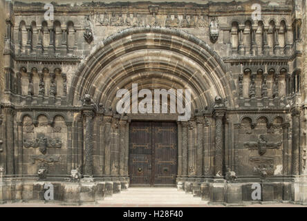 Stein Tor St Jakobs Kirche Schotten, Regensburg, Deutschland Stockfoto