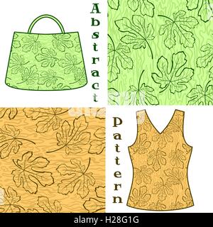 Nahtlose Muster, Feigenbaum Blätter Konturen Stock Vektor