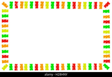 Gummibärchen Grenze isoliert auf weißem Hintergrund Stockfoto