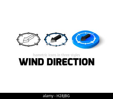 Wind Richtungssymbol in verschiedenen Stil Stock Vektor