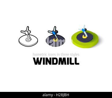 Windmühle-Symbol im anderen Stil Stock Vektor