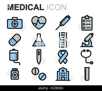 Vektor-flache Linie medizinische Icons set auf weißem Hintergrund Stock Vektor