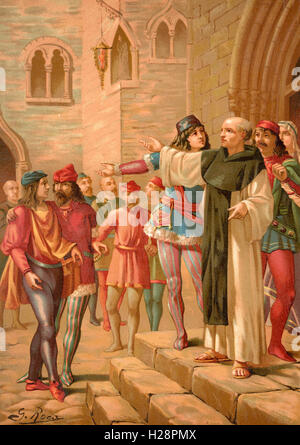 Savonarola Predigt in Florenz, Italien.  Girolamo Savonarola, 1452 – 1498.  Italienischer Dominikanermönch und Prediger tätig in Florenz der Renaissance. Stockfoto