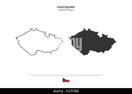 Tschechische Republik isoliert Karte und offizielle Flaggen-Icons. Vektor-Illustration der tschechischen politischen Karten. Europäisches Land geographische banne Stock Vektor